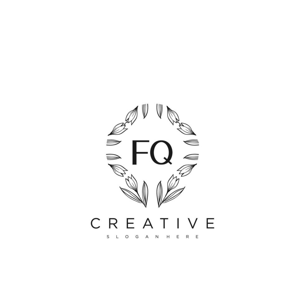 FQ Initial Letter Flower Logo Template Vector premium vector art