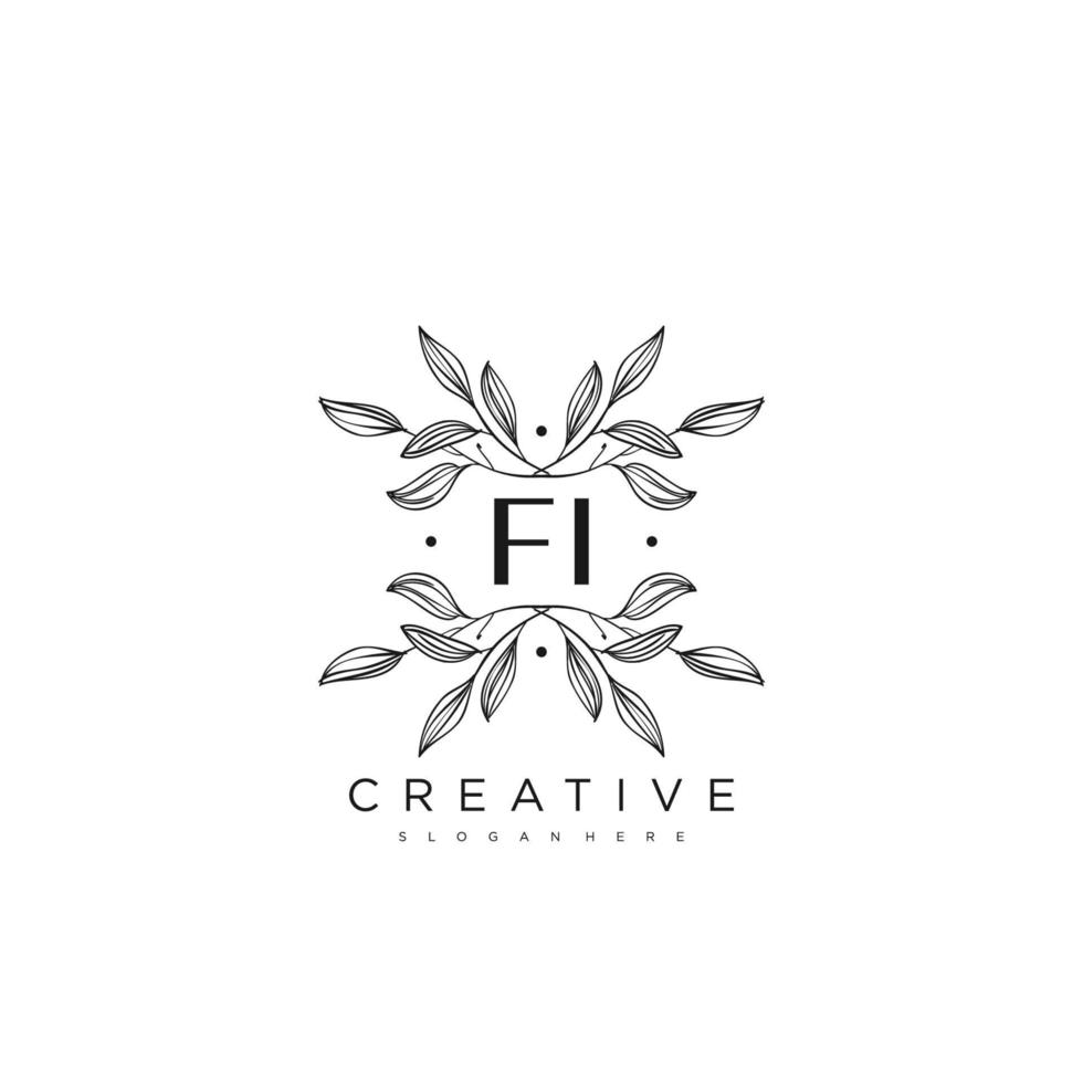 FI Initial Letter Flower Logo Template Vector premium vector art