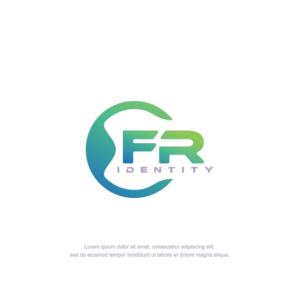 FR Initial letter circular line logo template vector with gradient color blend