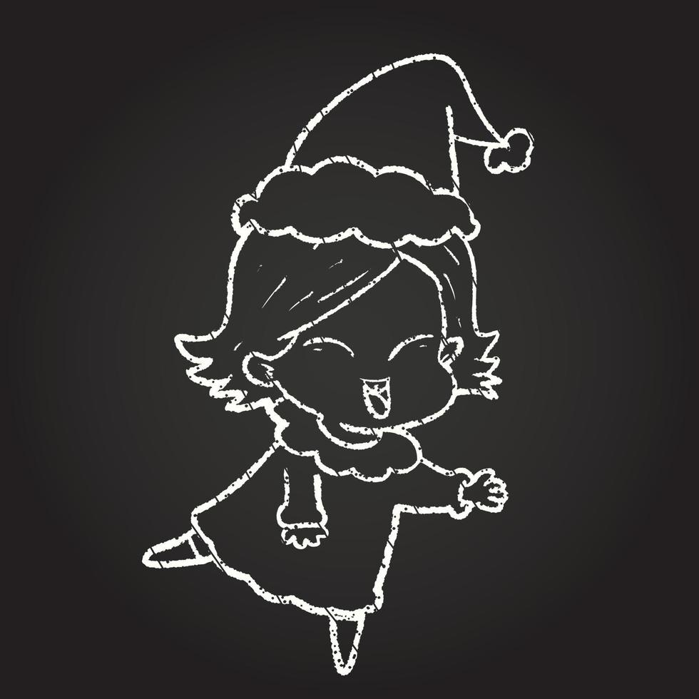 Dancing Festive Woman Chalk Drawing vector