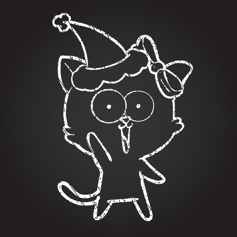 Waving Cat Chalk Drawing vector