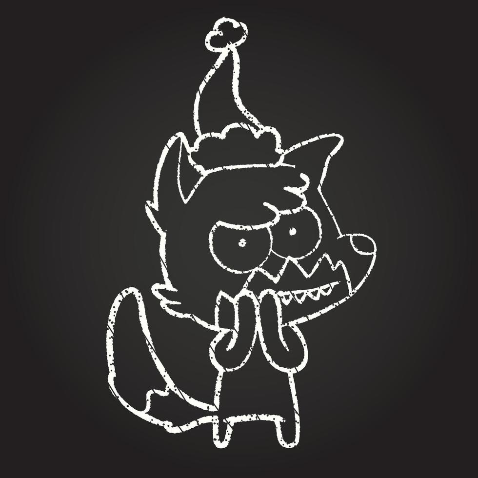 Christmas Dog Chalk Drawing vector