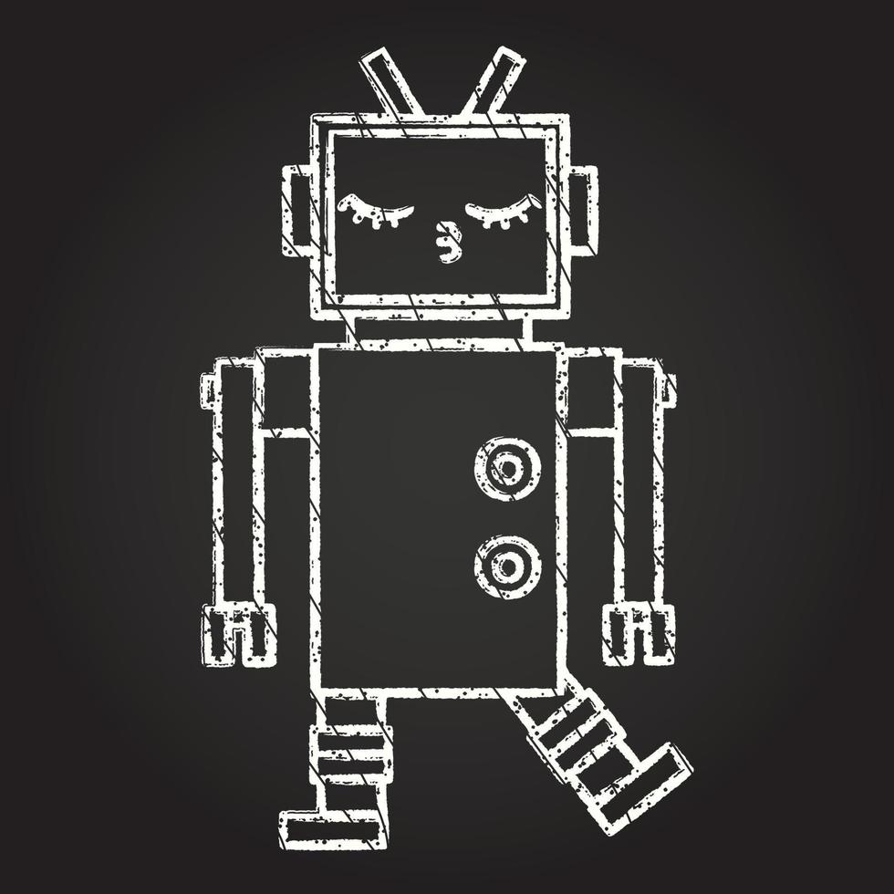 dibujo de tiza de robot vector