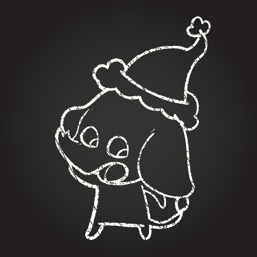 dibujo de tiza de elefante de navidad vector