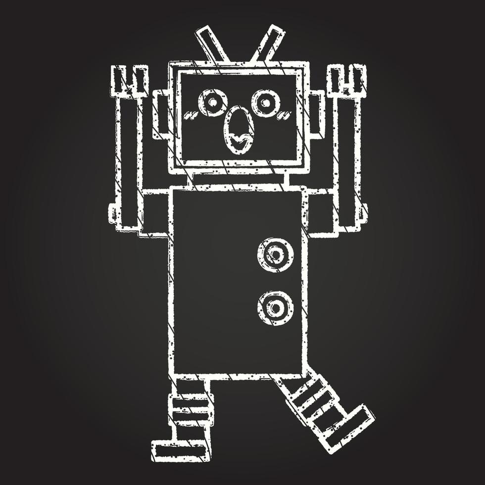 dibujo de tiza de robot loco vector