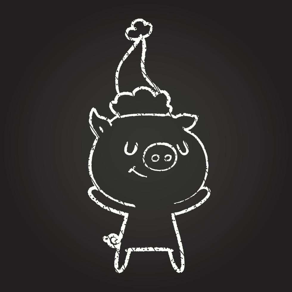 Christmas Pig Chalk Drawing vector