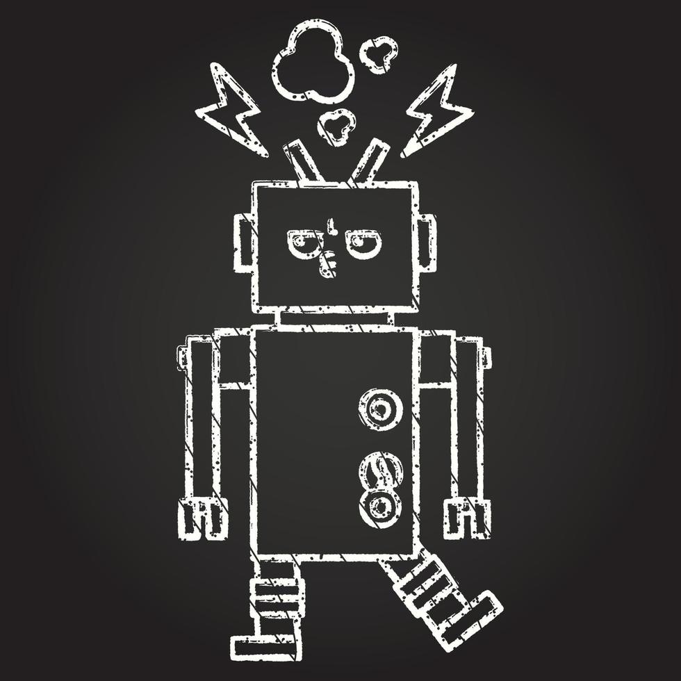 dibujo de tiza de robot loco vector