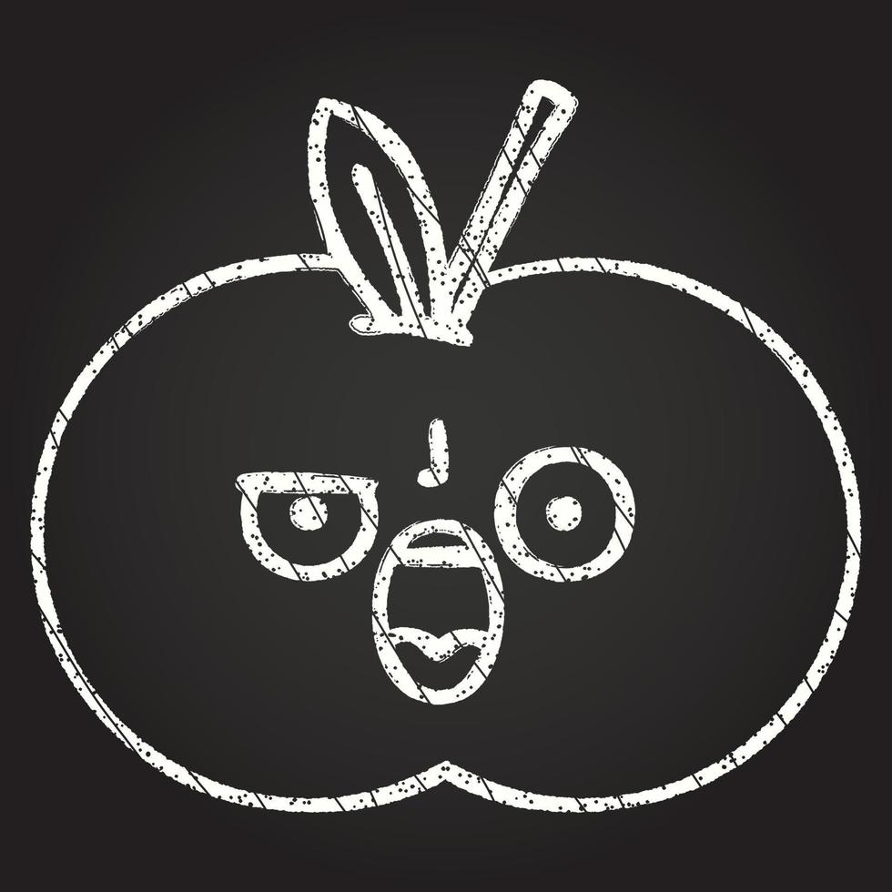 Angry Apple Chalk Drawing vector