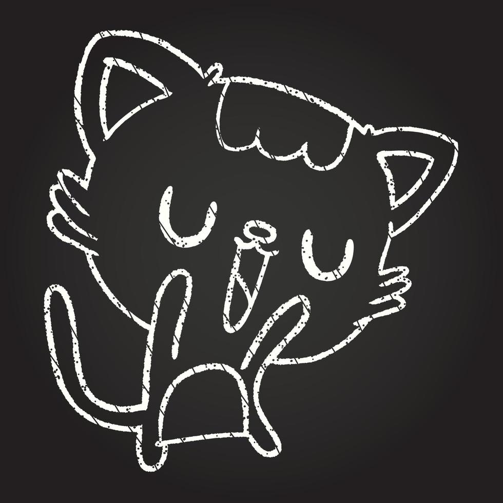 Cute Cat Chalk Drawing vector