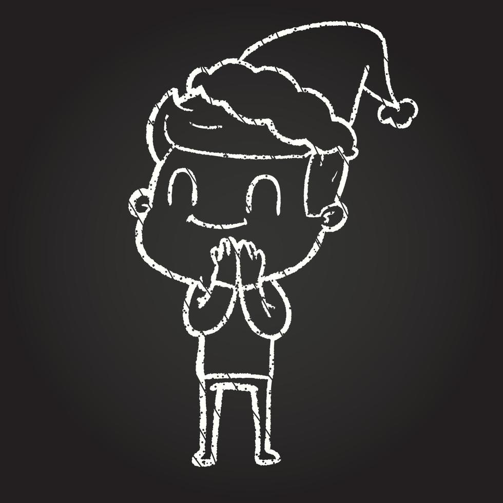 dibujo de tiza de hombre de navidad vector