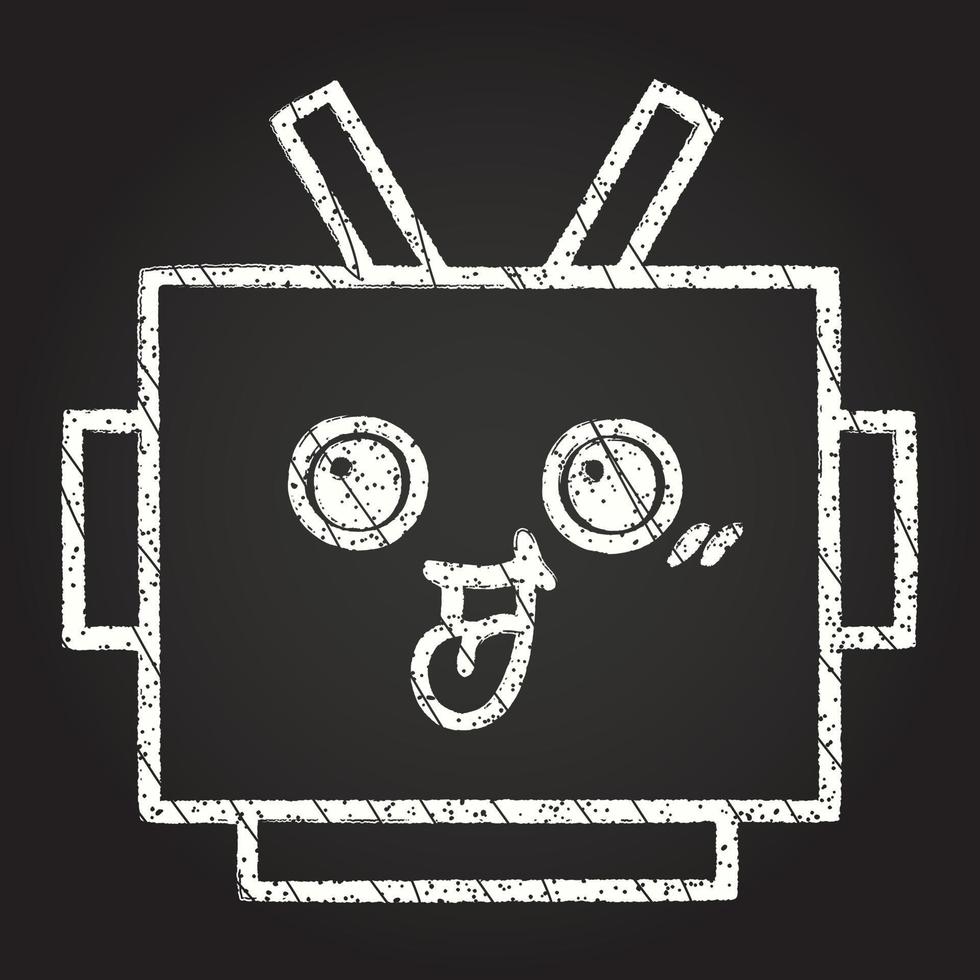 Robot Head Chalk Drawing vector