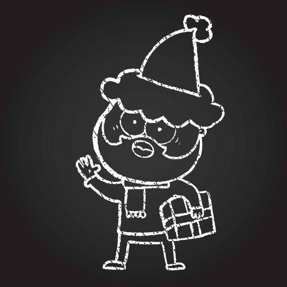 dibujo de tiza de hombre de navidad vector