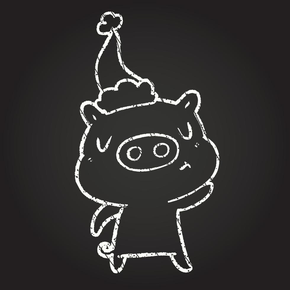 Waving Pig Chalk Drawing vector