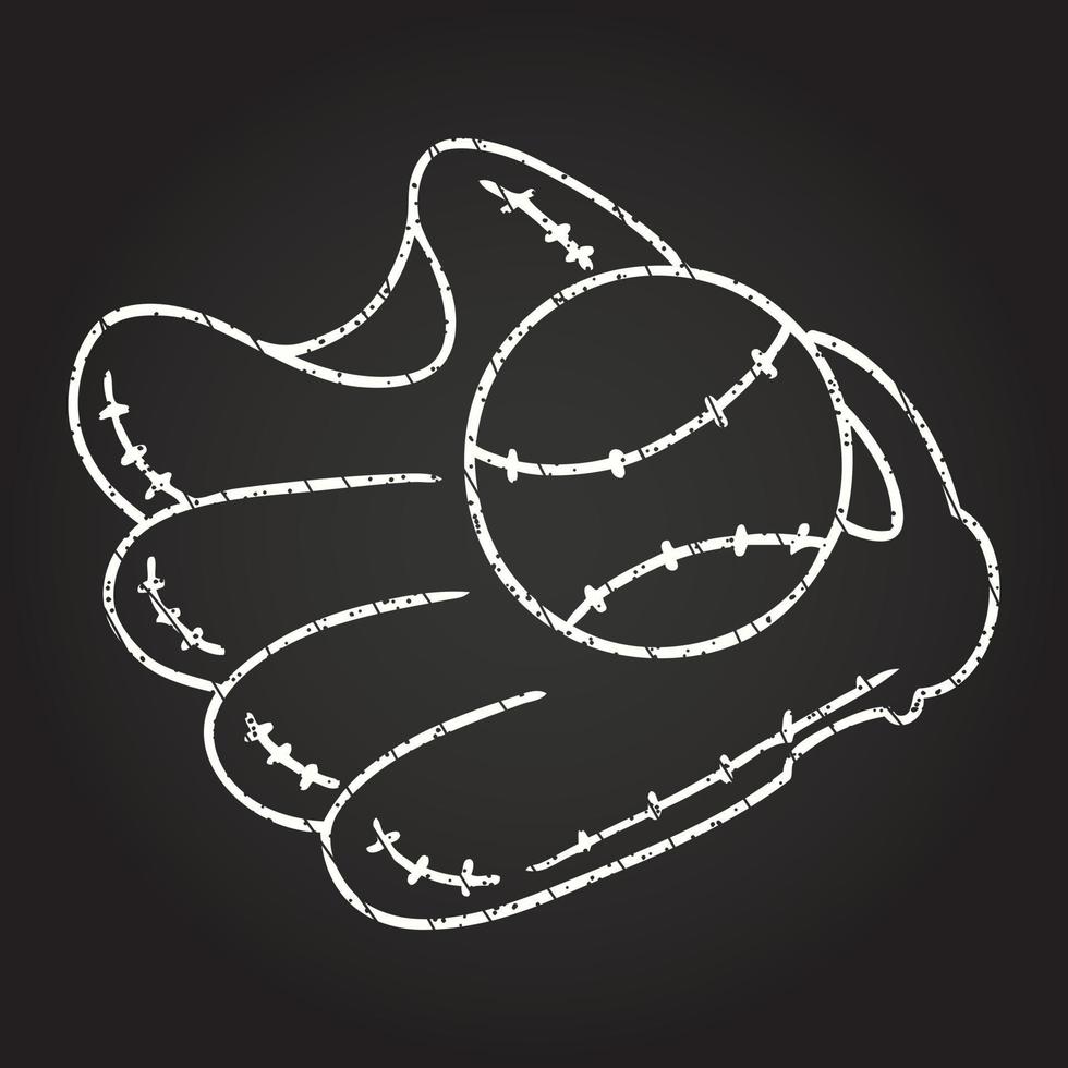 dibujo de tiza de guante de beisbol vector