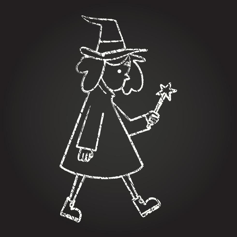 Witch Walking Chalk Drawing vector