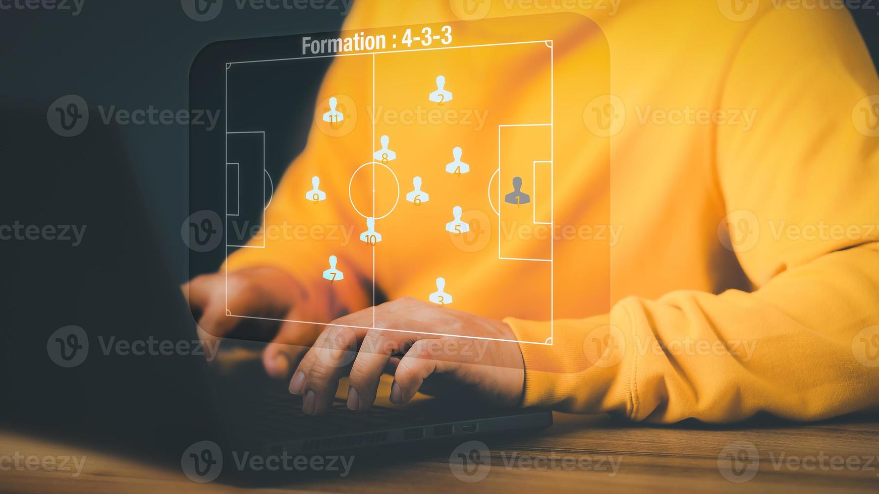 E-sport football game application on computer. Soccer online concept. photo