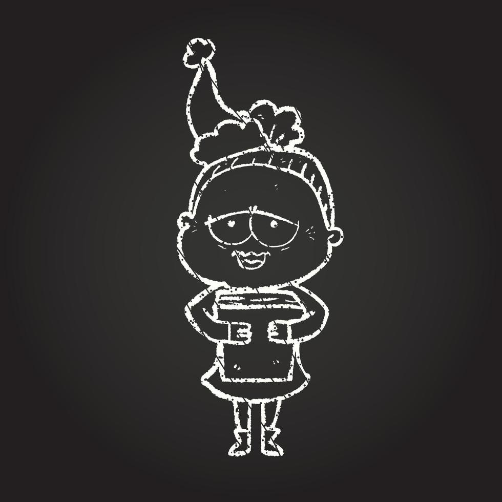 Christmas Lady Chalk Drawing vector