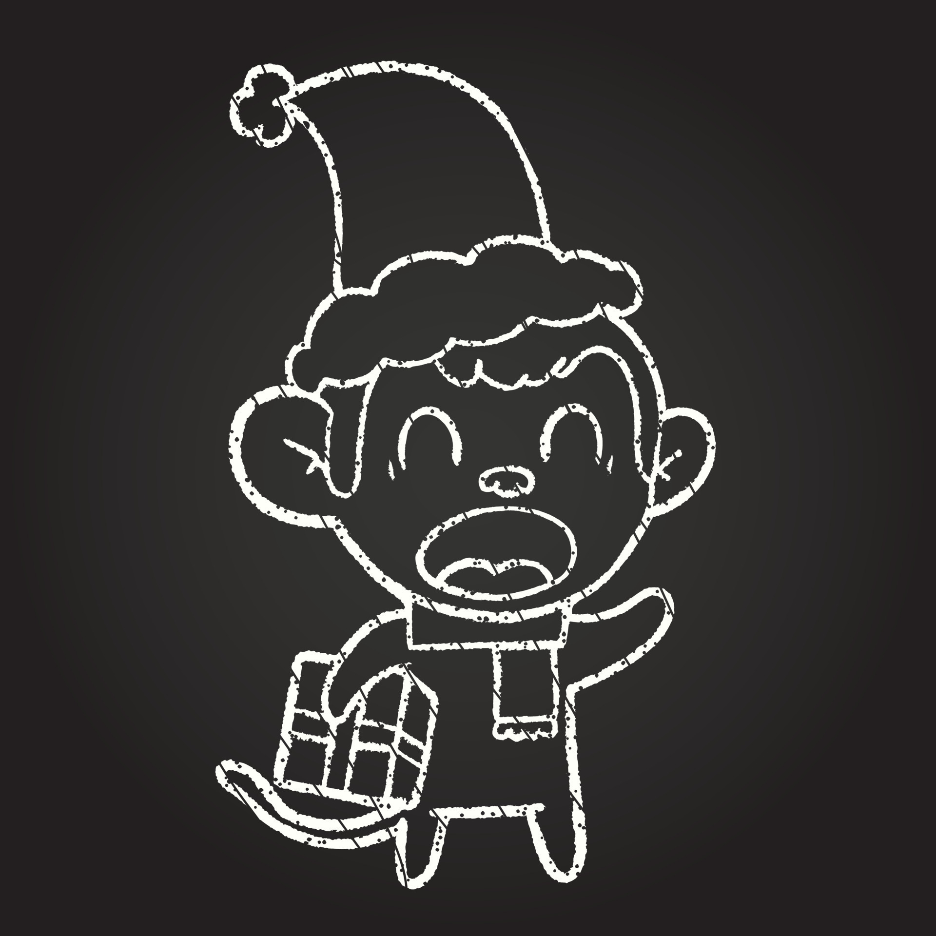 Christmas Monkey Chalk Drawing 13109556 Vector Art at Vecteezy