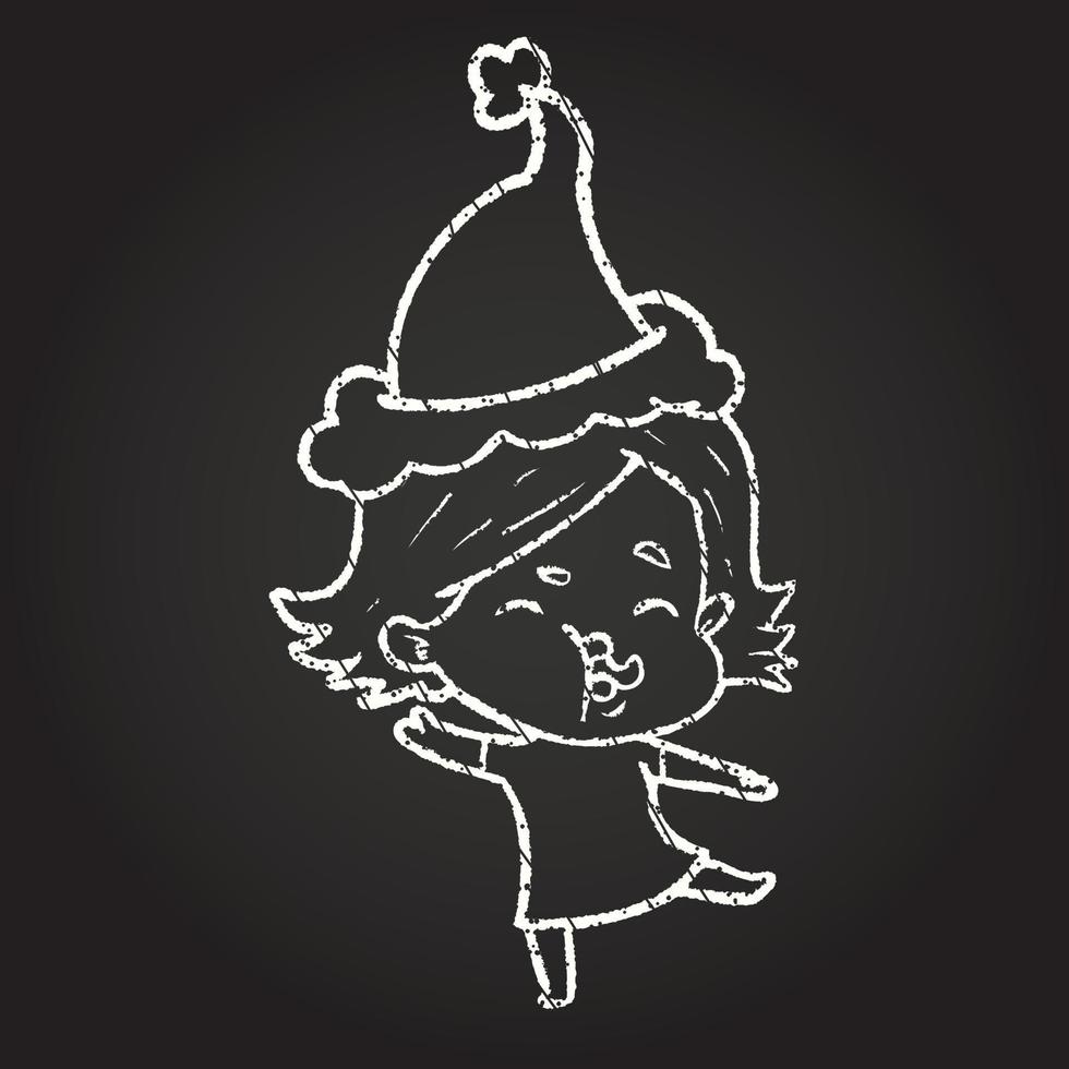 Christmas Woman Chalk Drawing vector