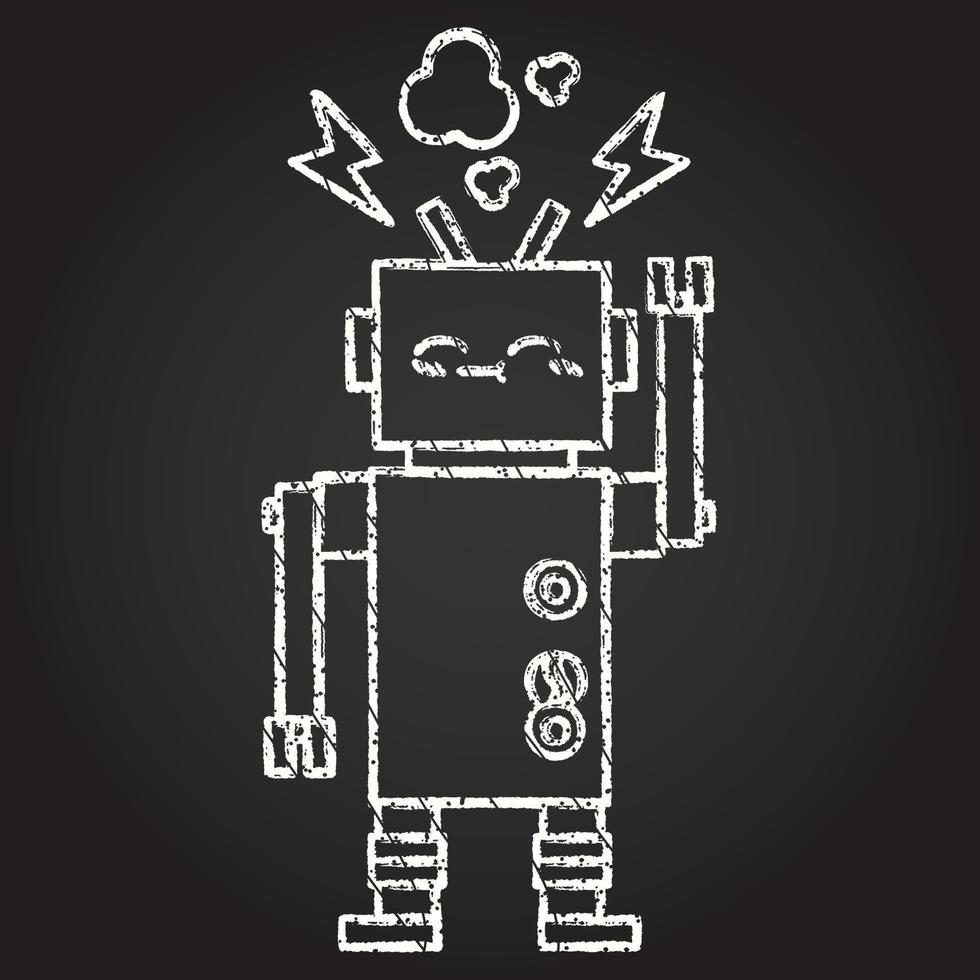 Malfunctioning Robot Chalk Drawing vector