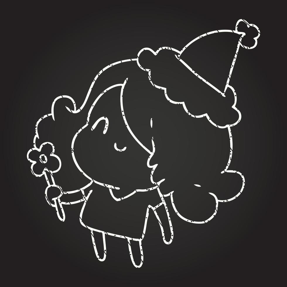 Christmas Woman Chalk Drawing vector
