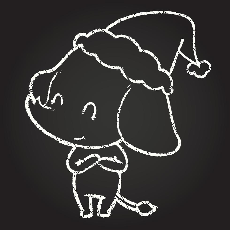 Christmas Elephant Chalk Drawing vector