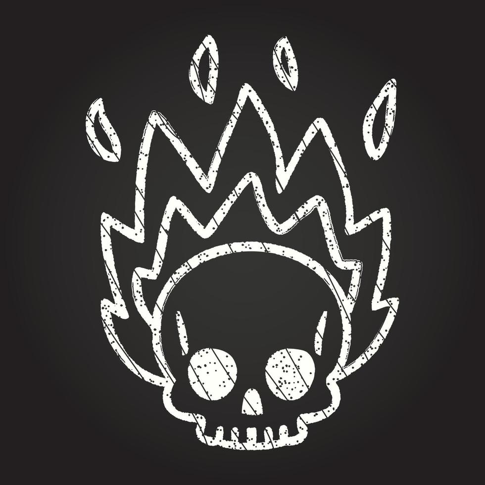 Flaming Skull Chalk Drawing vector