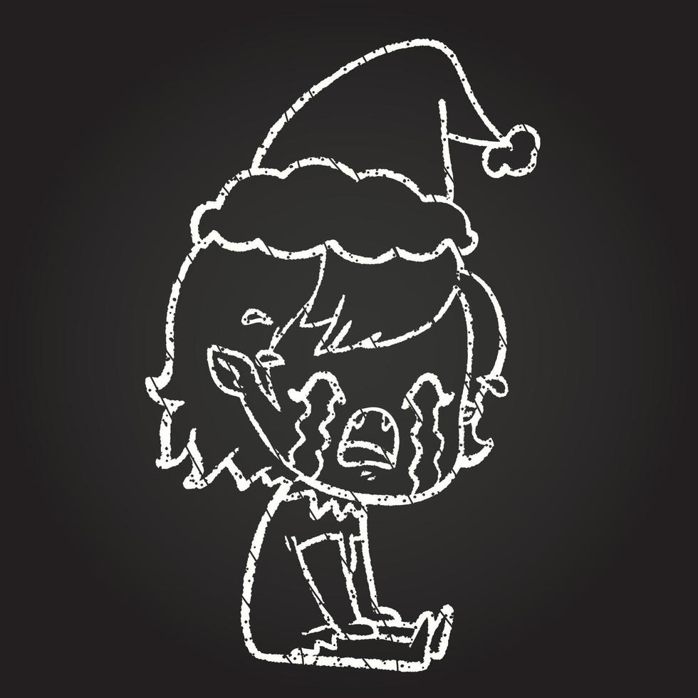 Christmas Vampire Chalk Drawing vector
