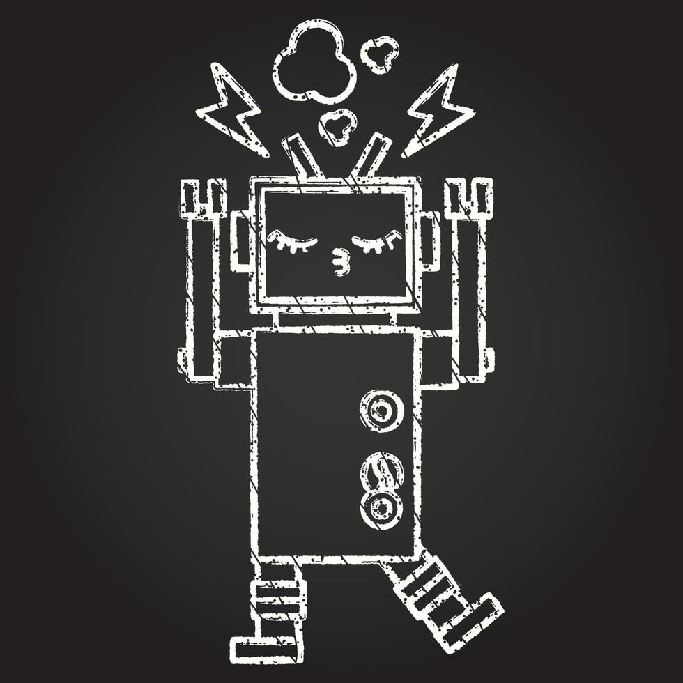 dibujo de tiza de robot loco vector