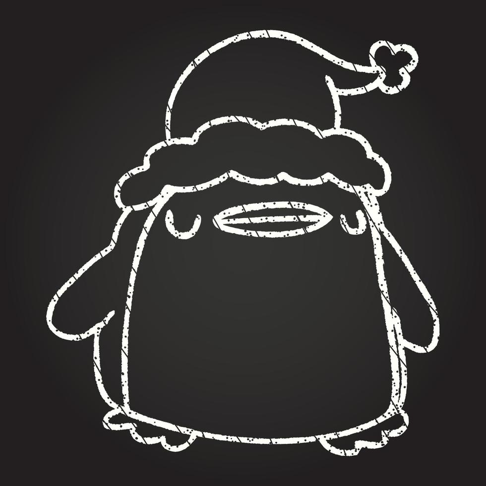 dibujo de tiza de pingüino de navidad vector