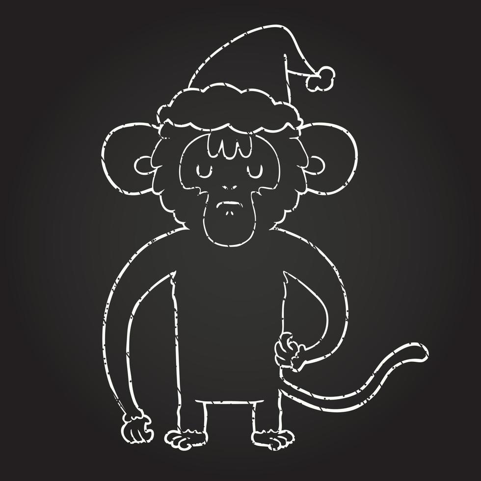 Festive Monkey Chalk Drawing vector