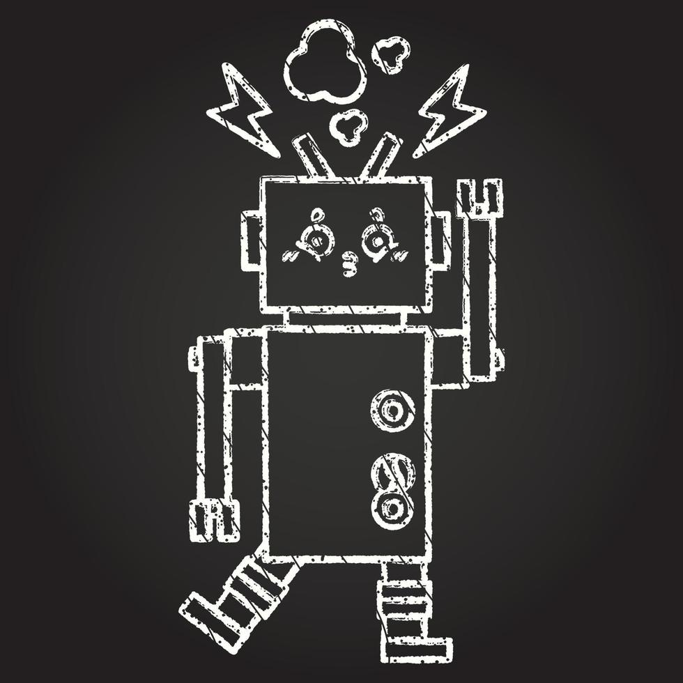 dibujo de tiza de robot loco vector