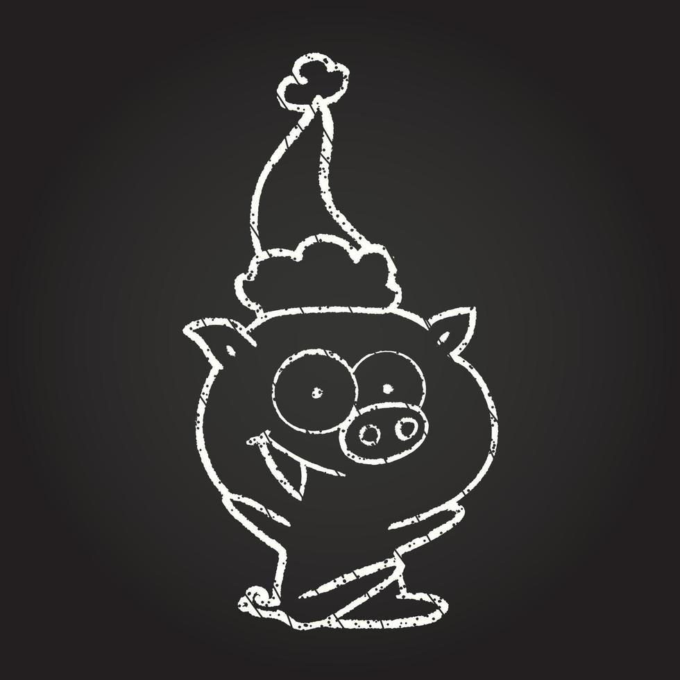 Festive Pig Chalk Drawing vector