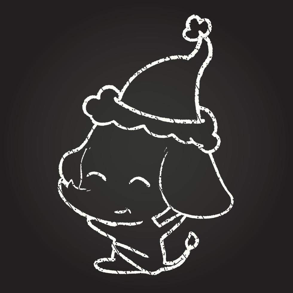 Christmas Elephant Chalk Drawing vector