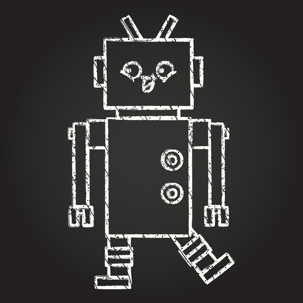 Crazy Robot Chalk Drawing vector