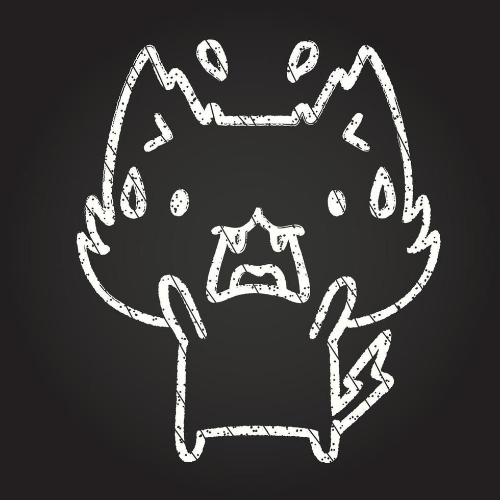 Scared Cat Chalk Drawing vector