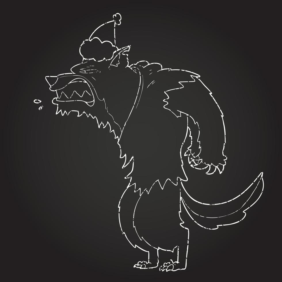 Christmas Werewolf Chalk Drawing vector