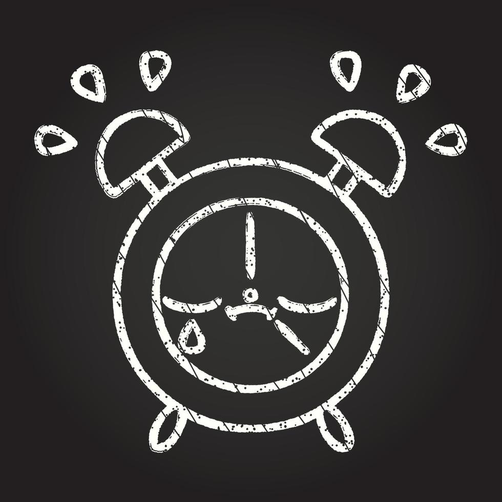 dibujo de tiza de reloj despertador vector