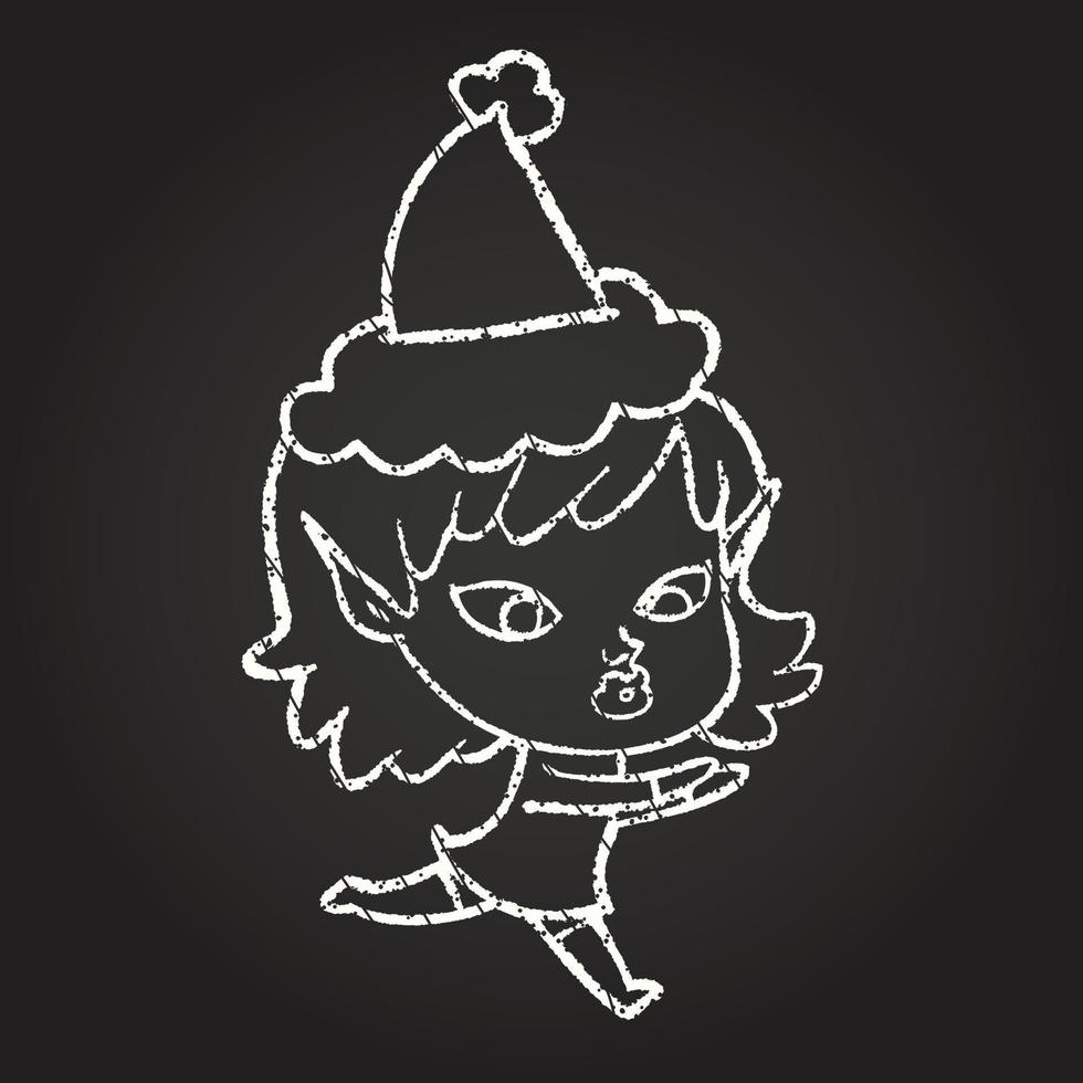 Christmas Elf Chalk Drawing vector