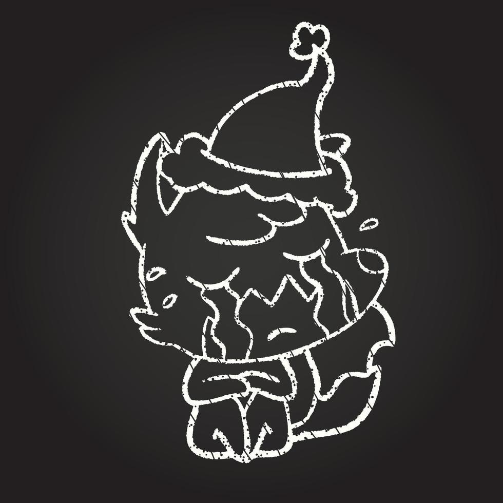Crying Fox Chalk Drawing vector
