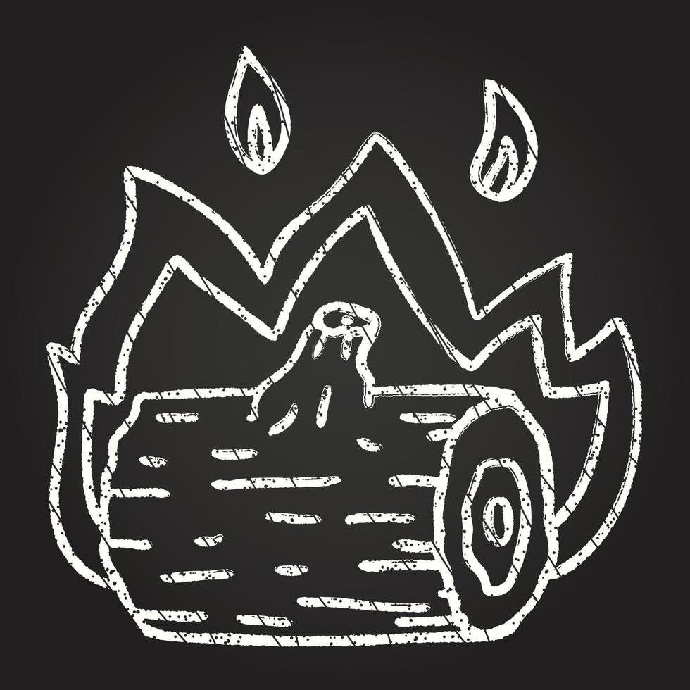 Burning Log Chalk Drawing vector