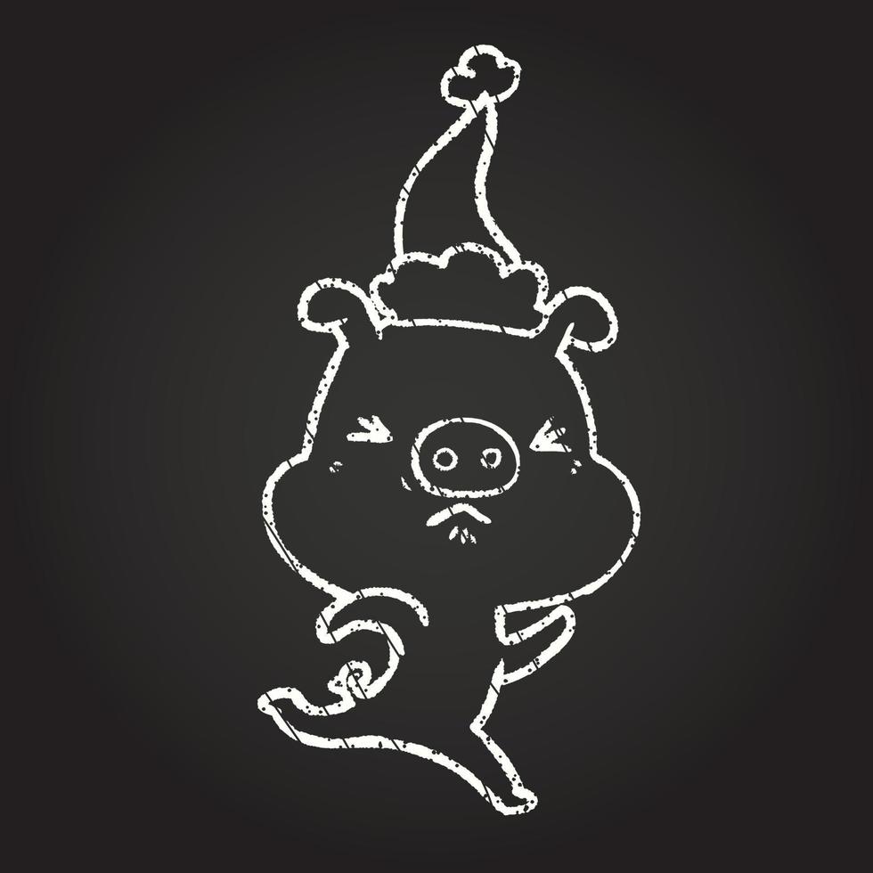 Pig Running Chalk Drawing vector