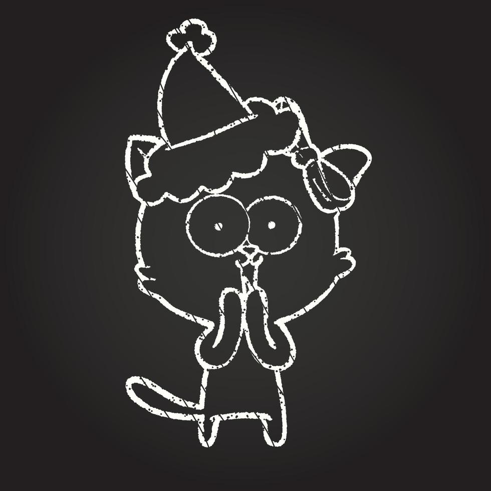 Christmas Cat Chalk Drawing vector