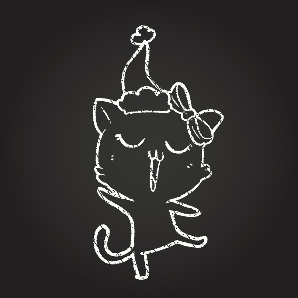 dibujo de tiza de gato navideño vector