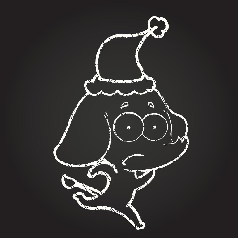Christmas Elephant Chalk Drawing vector