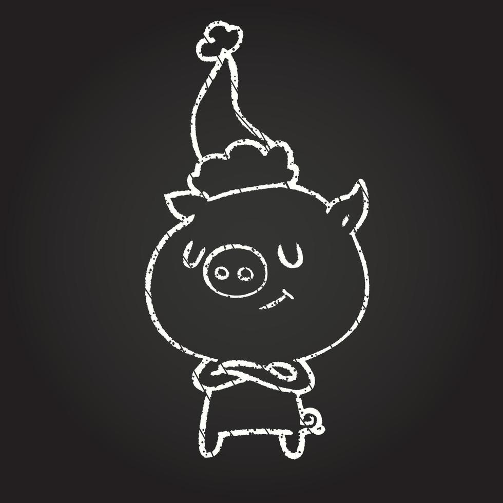 Christmas Pig Chalk Drawing vector