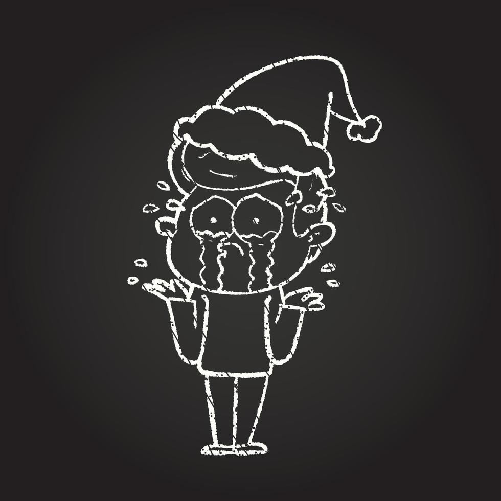 dibujo de tiza de hombre de navidad vector