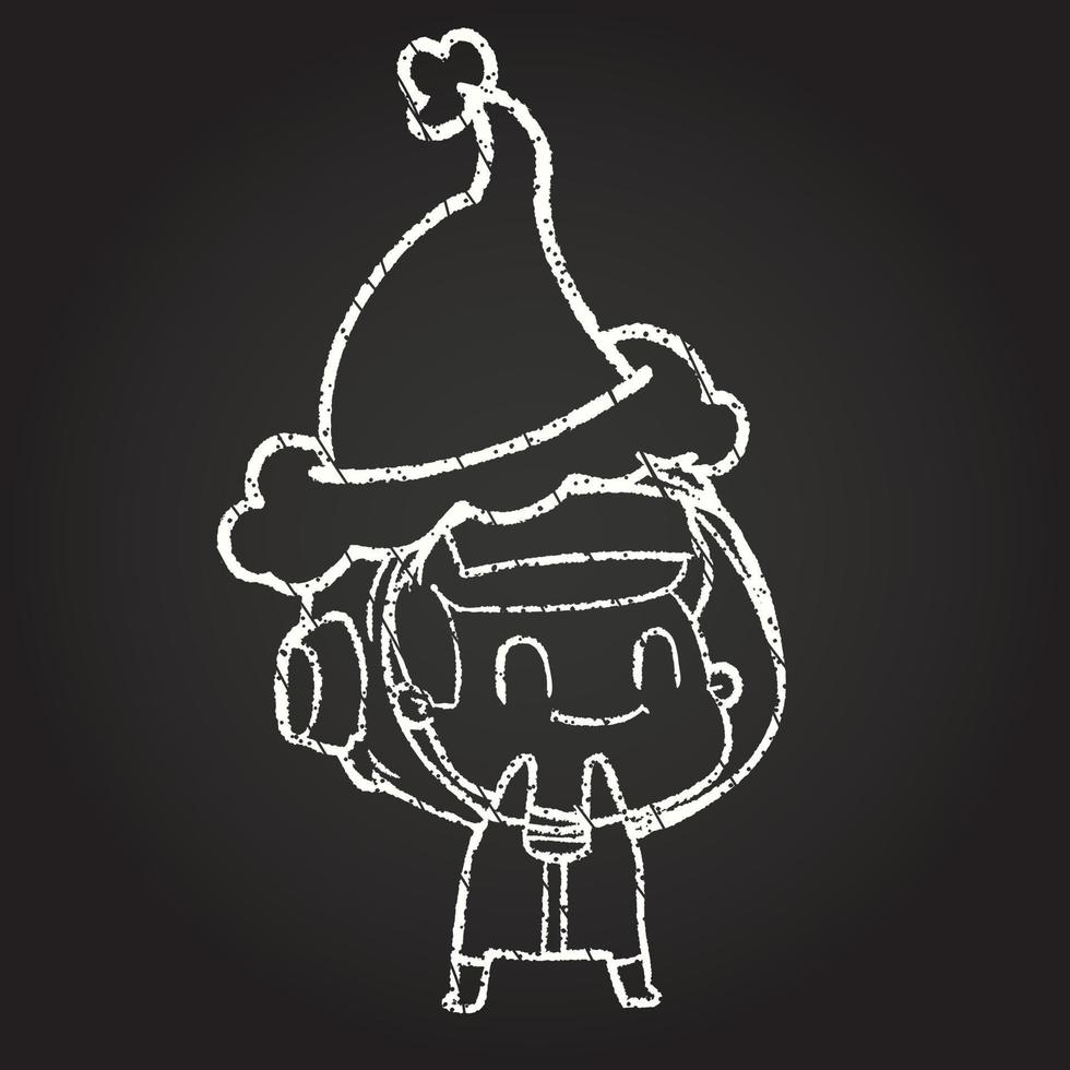 Christmas Astronaut Chalk Drawing vector