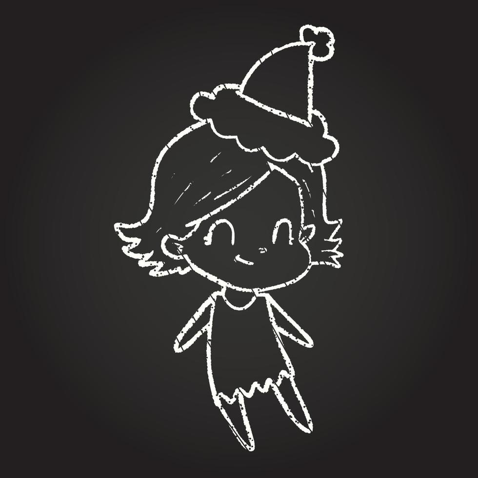 Christmas Woman Chalk Drawing vector