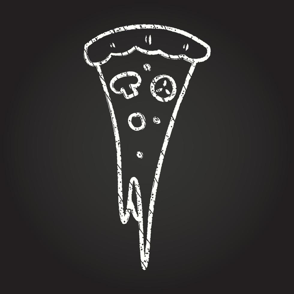 dibujo de tiza de rebanada de pizza vector